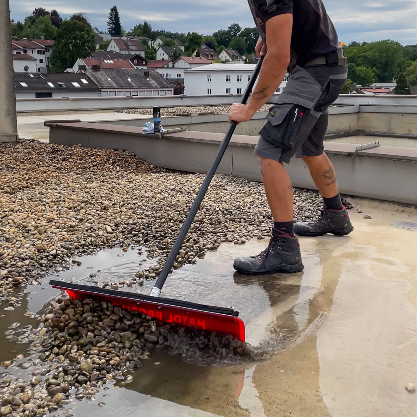 Set zur professionellen Flachdachreinigung / Wasserentfernung am Flachdach (2 x Flachdach-Schieber + Flachdach-Schlucker + 5 x Gummilippen-Ersatzsets)